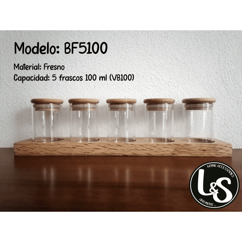 Set de 12 especieros con soporte de bambú 24 x 19 cm, organizador de  especias madera 12 botes cristal y acero inoxidable, estant
